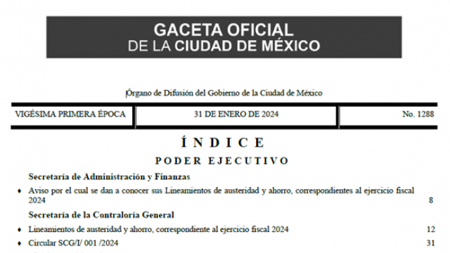 Lineamientos de austeridad para el ejercicio 2024